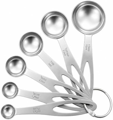 6Pcs Measuring Spoons Set, Stainless Steel Kitchen Measure Tools