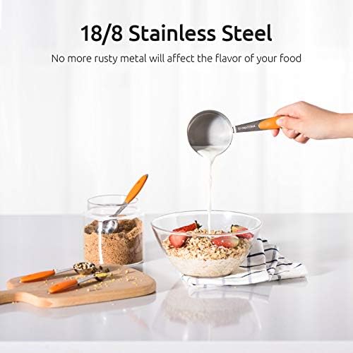 U-Taste Measuring Cups Spoons Set, 18/8 Stainless Steel, 10Pcs, Orange