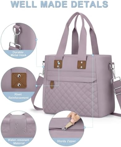 Capolo Lunch Bag for Women,Large Insulated Lunchbox Tote Reusable,L-Purple