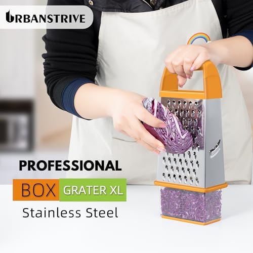 Cheese Grater With Container Box Grater Stainless Steel Kitchen Orange