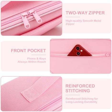 FlowFly Kids Lunch box Insulated Soft Bag Mini Cooler Back to School Thermal Meal Tote Kit for Girls, Boys,Solid Pink