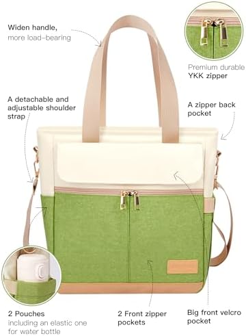 JOYHILL Lunch Bag for Women, Lunch Tote Leakproof Insulated Lunch Box with Shoulder Strap, Adult Reusable Lunch Cooler Tote Bags for Work Picnic Camping Beach (AVOCADO GREEN)