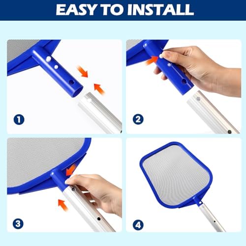 Pool Skimmer Net, 26" Aluminum Pole, Ultra Fine Mesh for Leaves & Debris