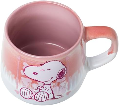 Silver Buffalo Peanuts Snoopy Hearts Love, Reactive Glaze Pottery Mug, 18oz