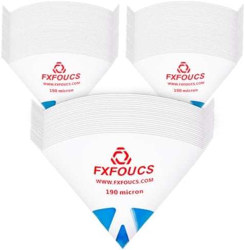 100 Pack of Premium Paint Strainers with 190 Micron Fine Mesh Filters - 3D Printing Ultra-Flow Blue Nylon Cone Strainers for Paint and Fluid Filtration