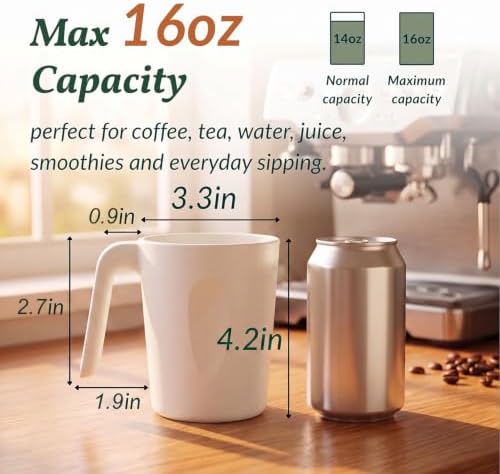 Homienly Coffee Mug Set - Wheat Straw Cups, Alternative to Plastic Coffee Cups Reusable | Unbreakable for Hot Chocolate, Tea, & Coffee | Microwave Safe, Dishwasher Safe Drinking Cups (White)