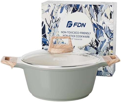 FDN Titanium Ceramic Cooking Pot with Lid, Pfos & Pfoa Free Nonstick Stock Pot, Large Soup Pot, Big Pots for Cooking, Multipurpose Cookware, Ollas Antiadherentes Para Cocinar, Cacerolas, Grey