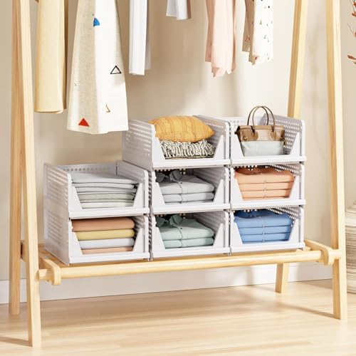 caktraie 8 Pack Stackable Closet Storage Basket - Stackable Storage Bins