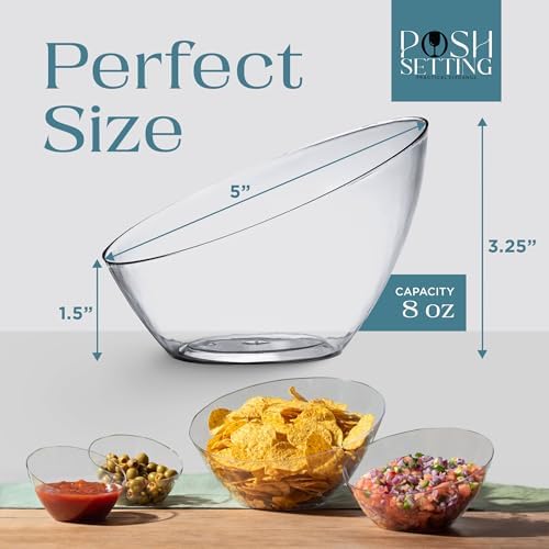 5 Pack Clear Angled Plastic Serving Bowls Disposable for Party Table 8oz