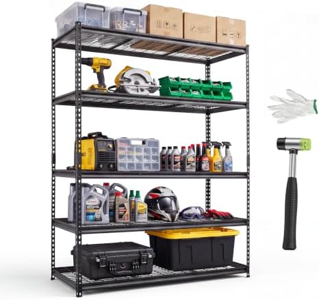 VEVOR Storage Shelves, 5-Tier 3000 lbs Garage Shelving 60 x 24 x 77 in