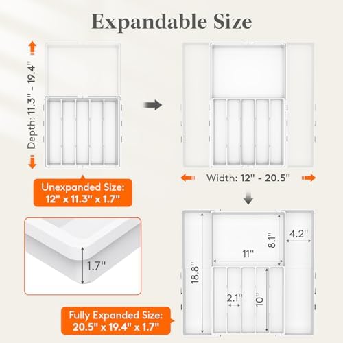 Lifewit Expandable Silverware Drawer Organizer, Utensil Tray for Kitchen