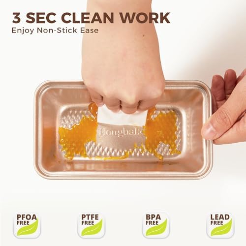 HONGBAKE 3 Pack Nonstick Mini Loaf Pans, 6 x 3.3 x 2 Inch Small Bread Pans for Homemade Bread, Tiny Banana Baking Tins with Diamond Texture, Non-toxic Mini Meatloaf Pans Set, Champagne Gold