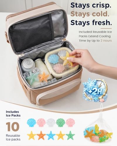 MATEIN HER Double Decker Lunch Bag with Ice Pack, Large Insulated Lunchbox