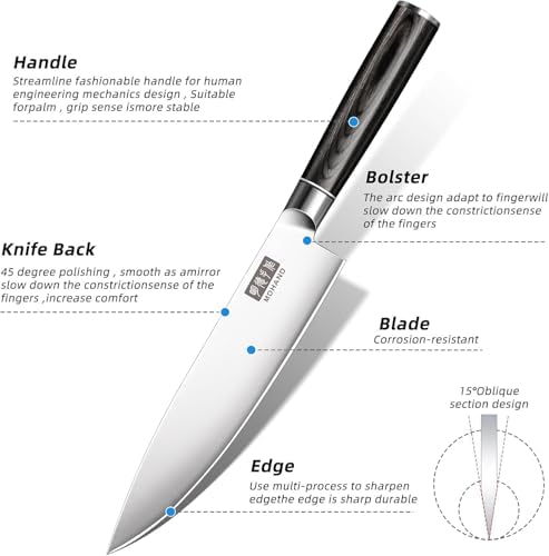 MDHAND Chef Knife Set with Roll Bag, Ultra Sharp Japanese Kitchen Knife Set
