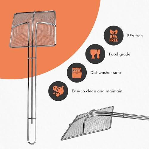 Wire Mesh Strainer with Handle, 2-Pack Deep Fryer Skimmer Cuisine Ready