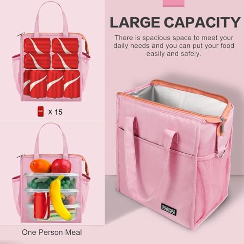 Insulated Lunch Bag Women, 12L Large Thermal Snack Bag Reusable Cooler Tote