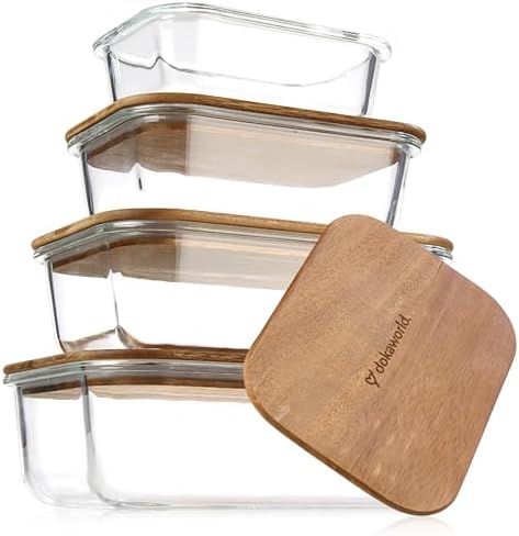 Glass Container Set with Acacia Lids