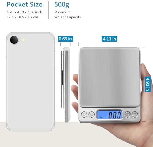 Toprime Digital Gram Scale 500g 0.01g Food Scale Kitchen High Precision
