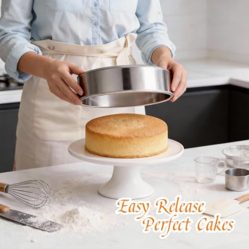 tifanso 3PCS 8" Round Stainless Steel Even Heating Cake Pans for Baking