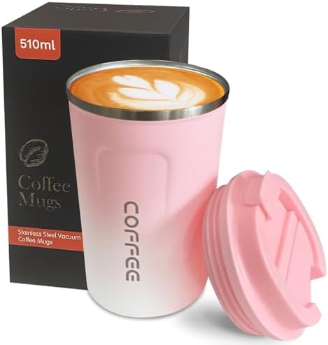 Insulated Travel Coffee Mug, Stainless Steel Coffee Cup with Leakproof Lid