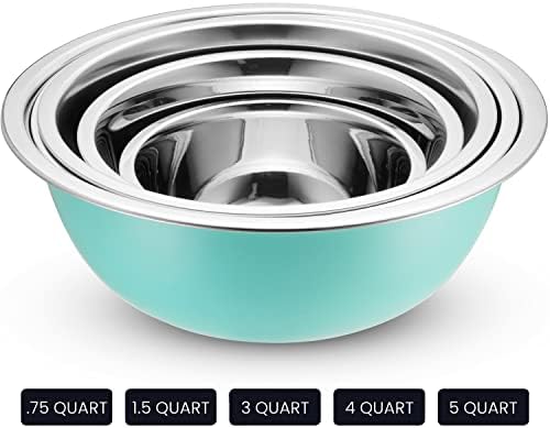 10-Piece Stainless Steel Mixing Bowl Set with Lids for Food Prep & Storage