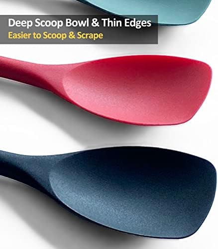 Vovoly Silicone Spatula Spoon Set, 11 IN, Black, Spoonulas Heat Resistant