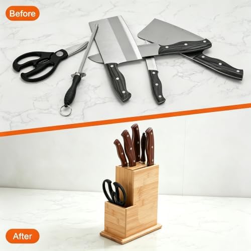 7 Slots Universal Knife Block, Kitchen Knife Holder for Counterop