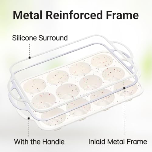 Silicone Muffin Pans for Baking, Metal Reinforced Frame 12 Cups Regular Size Silicone Cupcake Pan Nonstick Muffin Tin for Baking Muffin, Cupcake, Frittatas,BPA Free, Silicone Molds Dishwasher Safe
