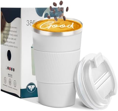 Insulated Travel Coffee Mug, Stainless Steel Coffee Cup with Leakproof Lid