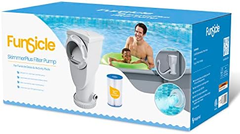 Funsicle SkimmerPlus 1000 GPH 2-in-1 Filter Pump and Skimmer System with Clamps and 1.5" Hose Fitting for Above Ground Swimming Pools