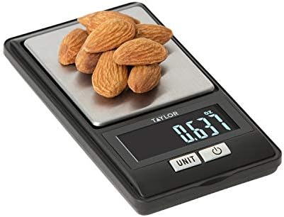 Taylor High Precision Digital Food Portion Scale – 16 oz/500 g Capacity, Compact Kitchen Scale for Portion Control, Meal Prep & Travel, Includes Protective Snap-On Cover for Storage (Black)