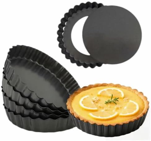 RICHSC-PAN Mini Tart Pan 6PCS, 5.5 Inch Deep Tart molds Removable Bottom.
