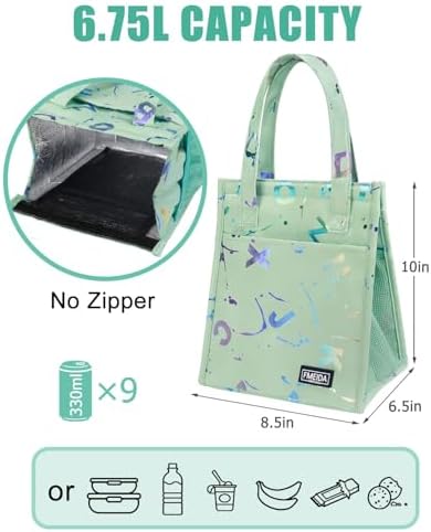 6.75L Small Insulated Lunch Bag, Reusable Cooler Tote Thermal Snack Bag