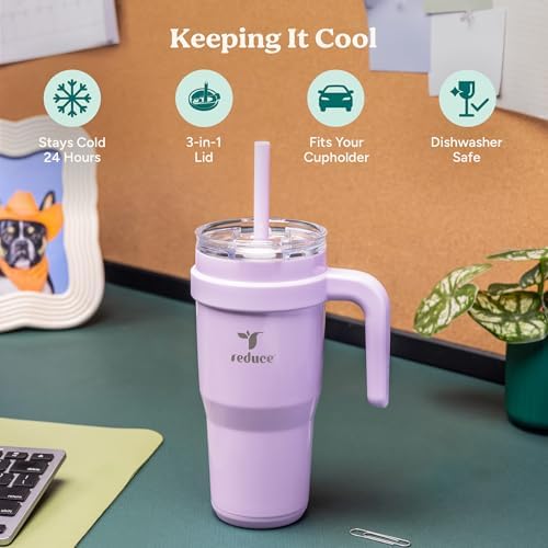 REDUCE 24oz Stainless Steel Tumbler w/Handle - Dishwasher Safe Travel Mug