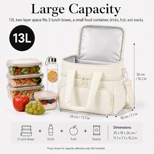 Lunch Bag for Women Large Insulated Lunch Box Double Deck Puffer Lunch Tote
