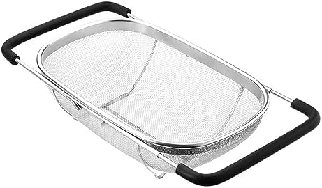 Fine Mesh Colander Over The Sink 6 Quart Stainless Steel Strainer Basket