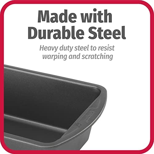 GoodCook Nonstick Loaf Pan Extra-Large Heavy-Duty with Easy-Clean Non-Stick Coating, Oven & Dishwasher Safe Pan for Meatloaf Breads Cakes Lasagnas Casseroles & More, 13 x 5-Inch, Gray (Pack of 2)