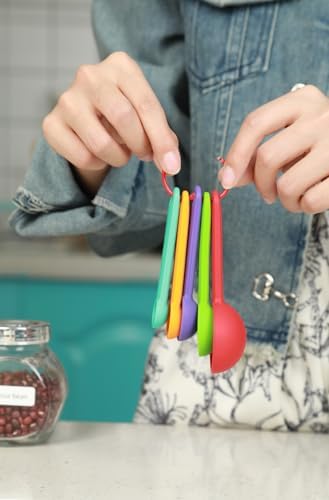 Silicone Measuring Spoons Set of 5, Assorted Colors (Pack of 2)
