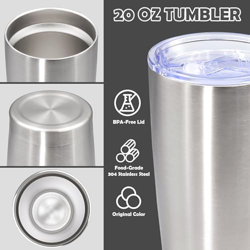 20oz Tumbler Stainless Steel Tumbler Coffee Tumbler with Lid SS, 8P