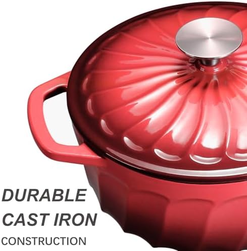 Enameled Cast Iron Dutch Oven Pot with Lid, 3 QT Small Dutch Oven