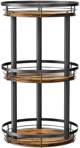 LAMU 10'' Wood Lazy Susan Spice Rack Organizer, 3 Tier Spice Organization for Cabinet, Countertop, Kitchen, Table Top, Pantry, Condiment and Seasoning Rack Organizer