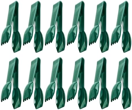 New Star Foodservice 35599 Utility Tong, High Heat Plastic, Straight Edge, 6 Inch, Set of 12, Green