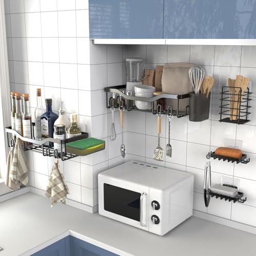 NESOMI 7-Pack Shower Caddy Adhesive,Stainless Steel Shower Organizer Shelf