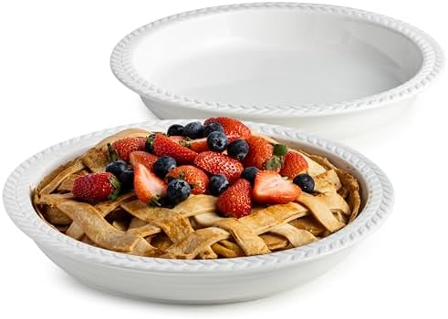 11 inch Pie Pan - 2PCS Round Baking Dish, Porcelain Pie Plate