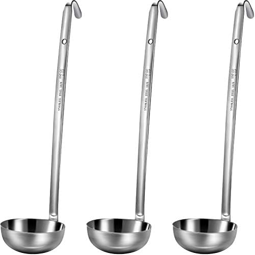 Meekoo 3 Pcs Stainless Steel Ladles Soup with Long Handle, 5oz