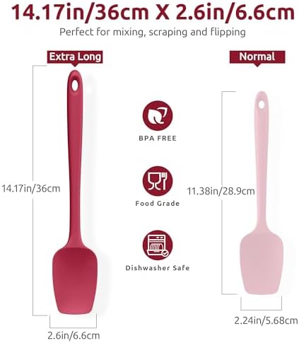 U-Taste 14" Long Silicone Spoonula, 600°F High Temp Spoon Spatula, Red