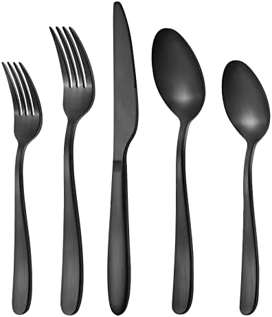 Compralo Matte Black Silverware Set for 8, 40 Pieces Black Flatware Set, Stainless Steel Tableware Cutlery Set Include Fork Spoon Knife, Kitchen Utensil Sets for Home and Restaurant