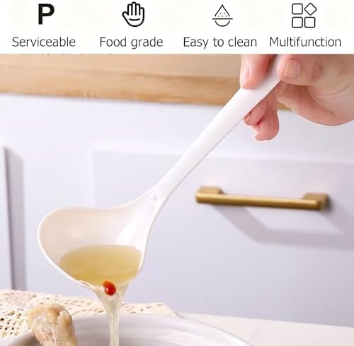 Large Plastic Serving Spoons,Disposable Heavy Duty Serving Spoons,Long Handle Scoop Soup Rice Ladle for Party Catering Buffet Restaurant,20 Pieces,White