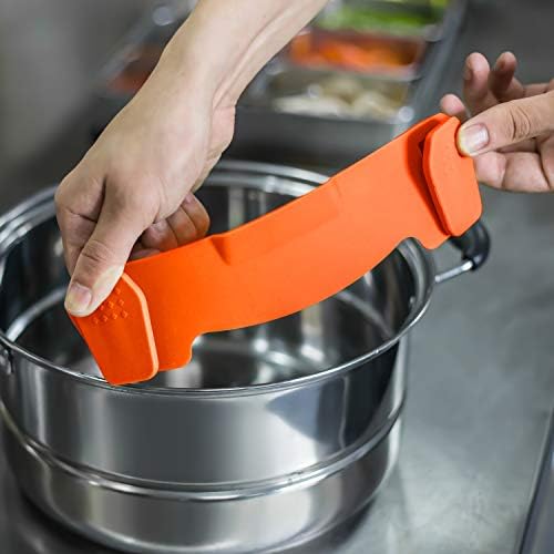 AUOON Clip On Strainer for Pots, Standard 8.86 x 3.55 in, Orange