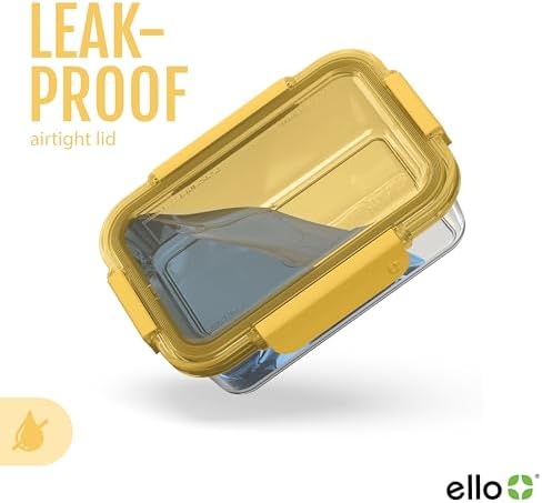 Ello Color Lock 3.4 Cup Glass Meal Prep Containers & Lids, 5 Pack, Desert